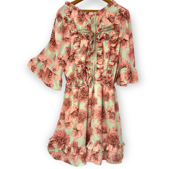 Happy X NATURE by Kate Hudson Floral Ruffled Dress Medium - Picture 1 of 7